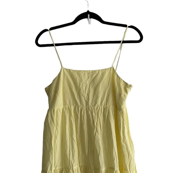 ZARA Cotton Sleeveless Tiered Midi Dress Yellow M - Picture 5 of 15